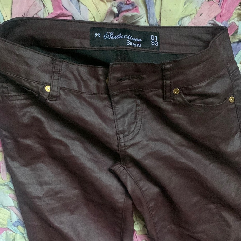 🤎Brown faux leather jeans 🤎